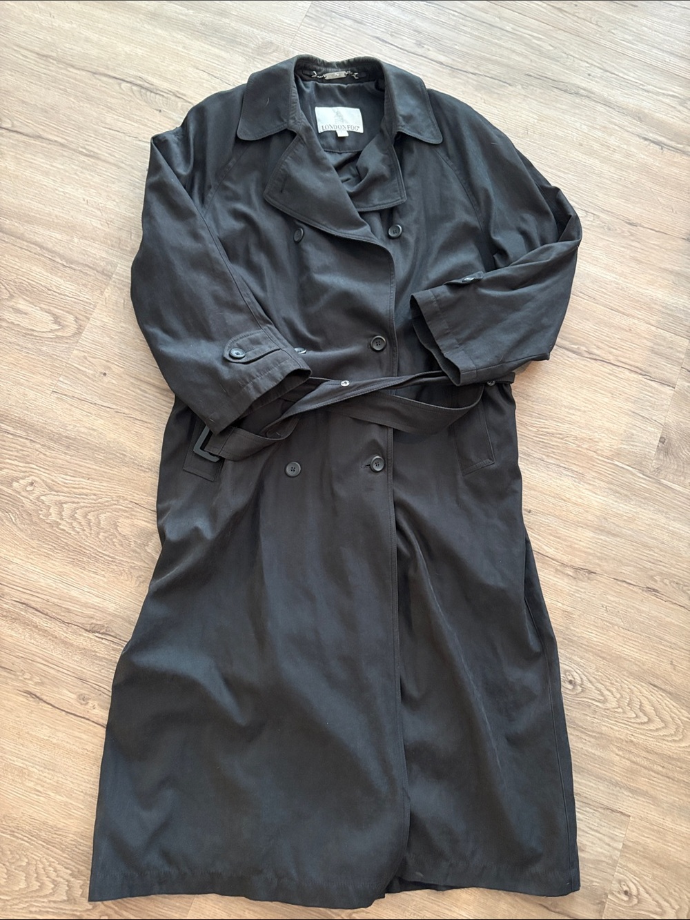 Black Women's Trench Coat - Classic Double-Breasted Style Old Money